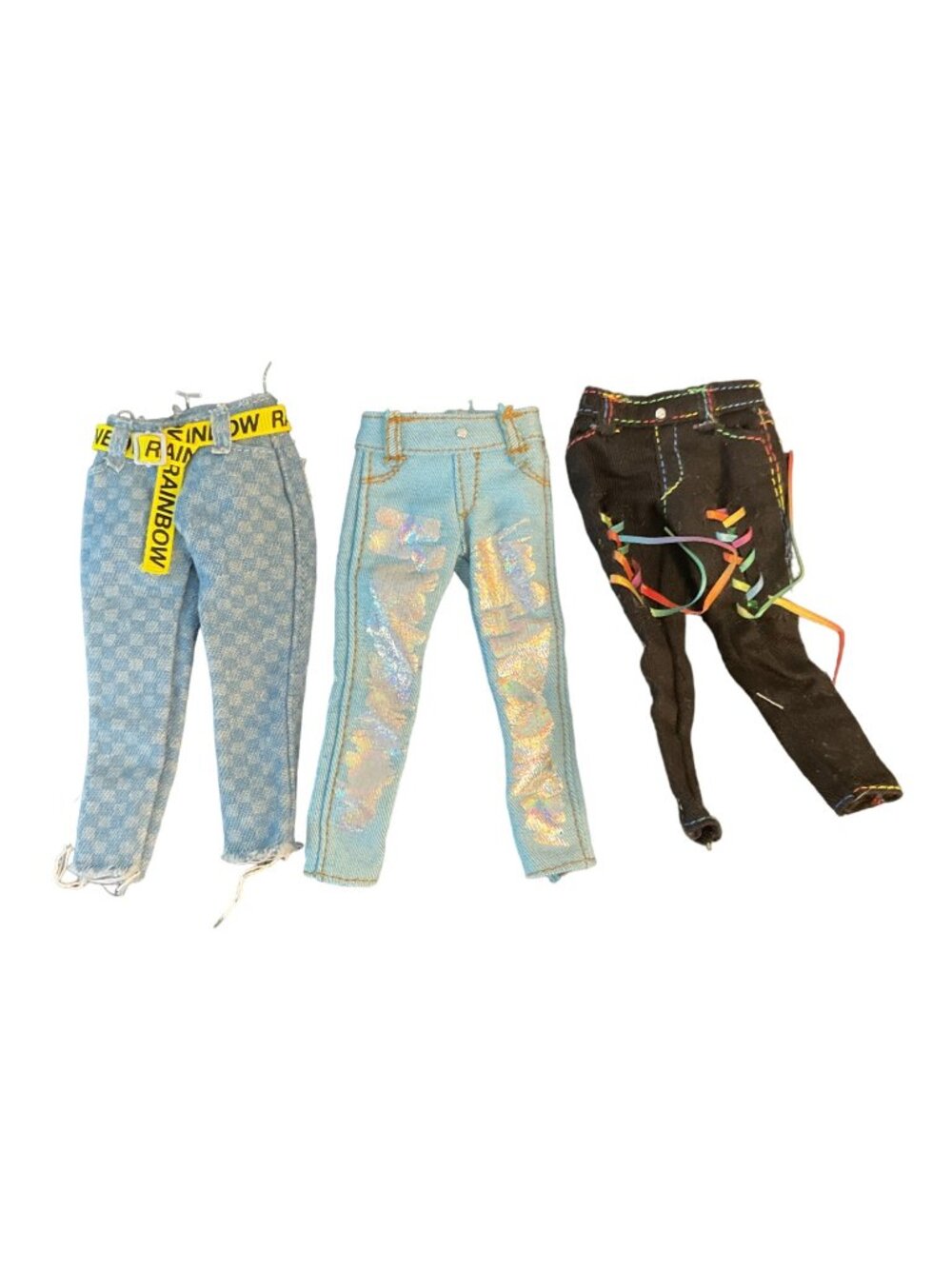 Rainbow High Doll Clothes Lot 3 Pairs Pants Jeans Sunny Madison Jade Hunter Y2K